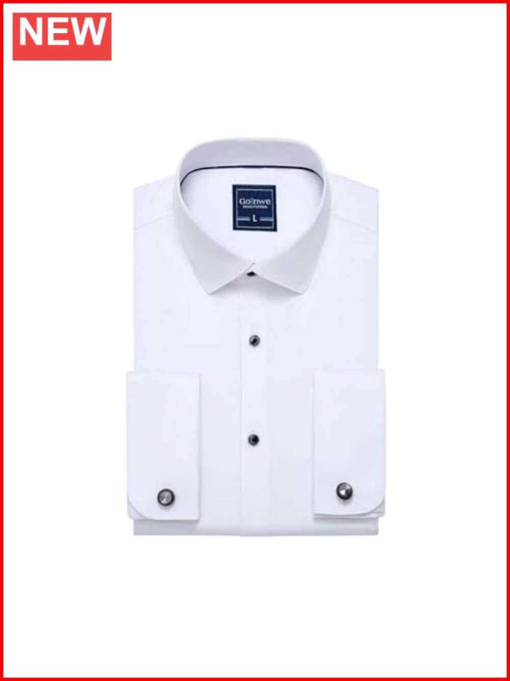 Men's French Cuff Dress Shirt Slim Fit Stretch Metal Cufflinks